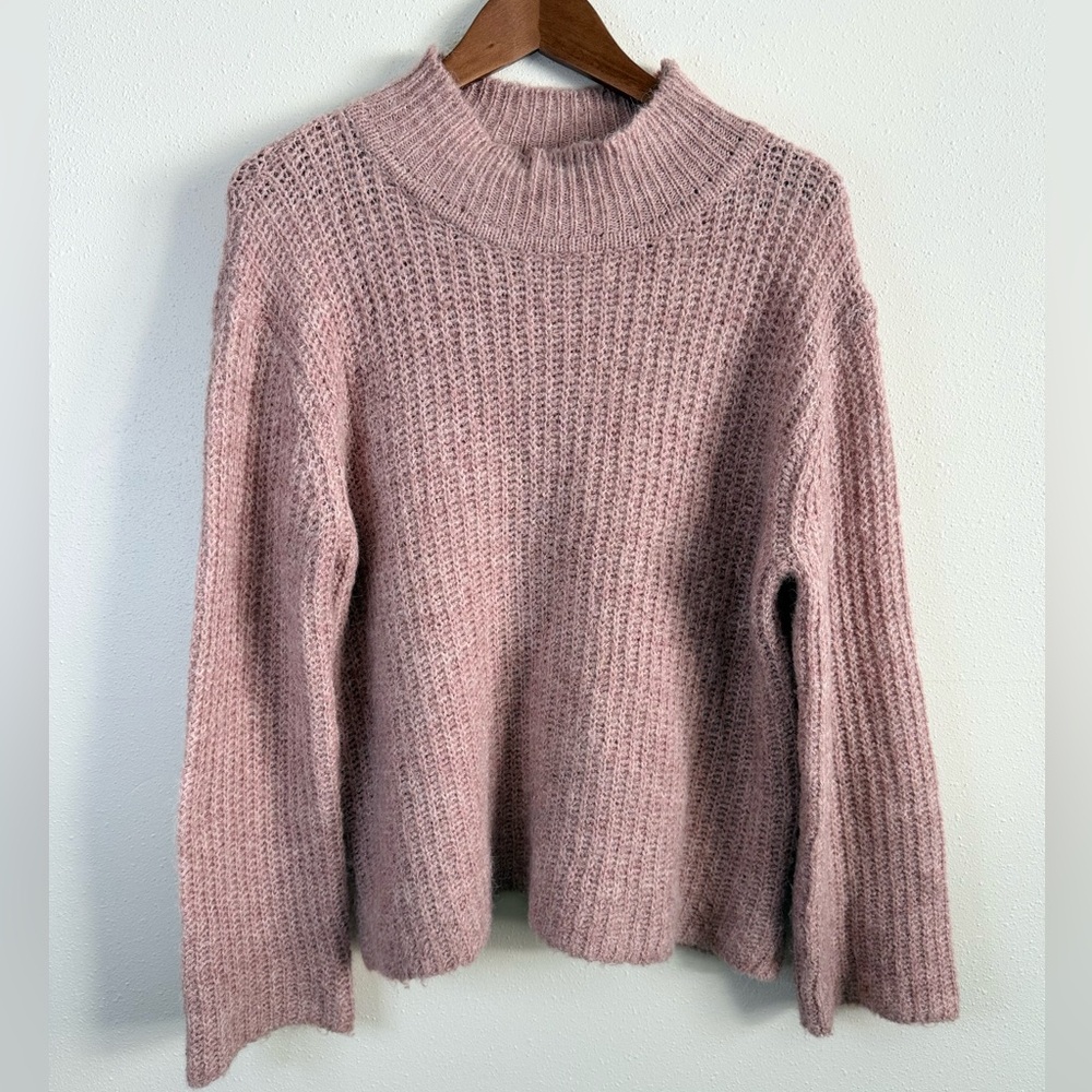 Soyaconcept Blush Pink Fuzzy Mock Neck Sweater Size M